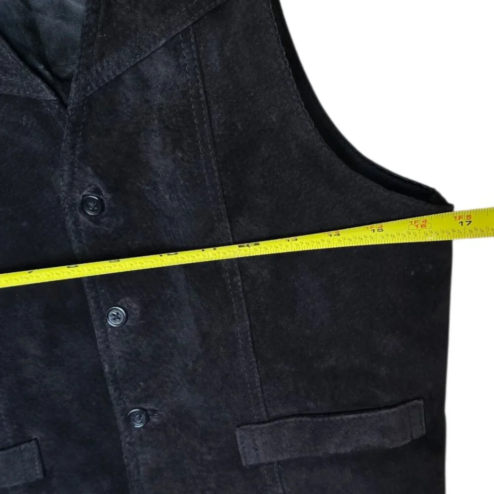Unisex Vintage WILSONS SUEDE & LEATHER Black Leather Vest sz S